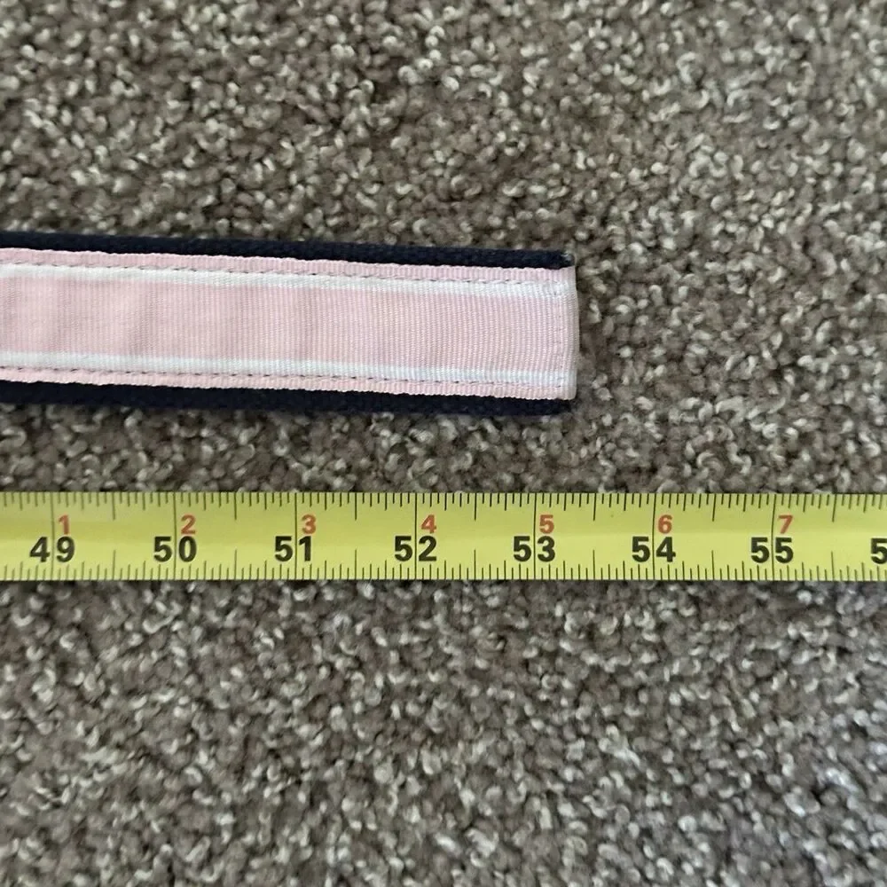Vineyard Vines Belt Pink Blue Whale Print Sz XXL Canvas Grosgrain Ribbon EUC